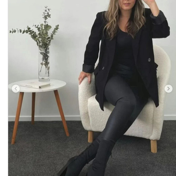 Zara Oversized Double Breasted  Blazer Jacket Black Size Small - Picture 5 of 10